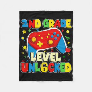 2nd Grade Level Unlocked Funny Gamer Boys Ck To Sc Fleece Blanket