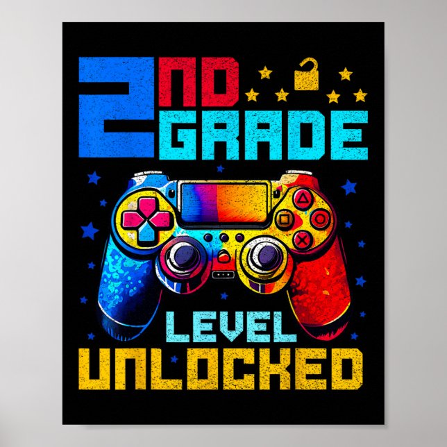 2nd Grade Level Unlocked Gamer First Day Of School Poster (Front)