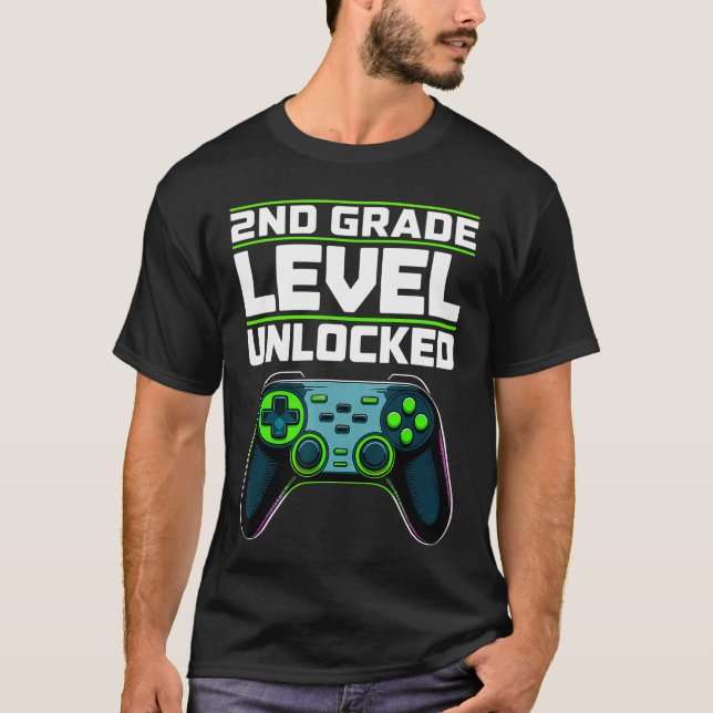 2nd Grade Level Unlocked Gaming Controller Back to T-Shirt (Front)
