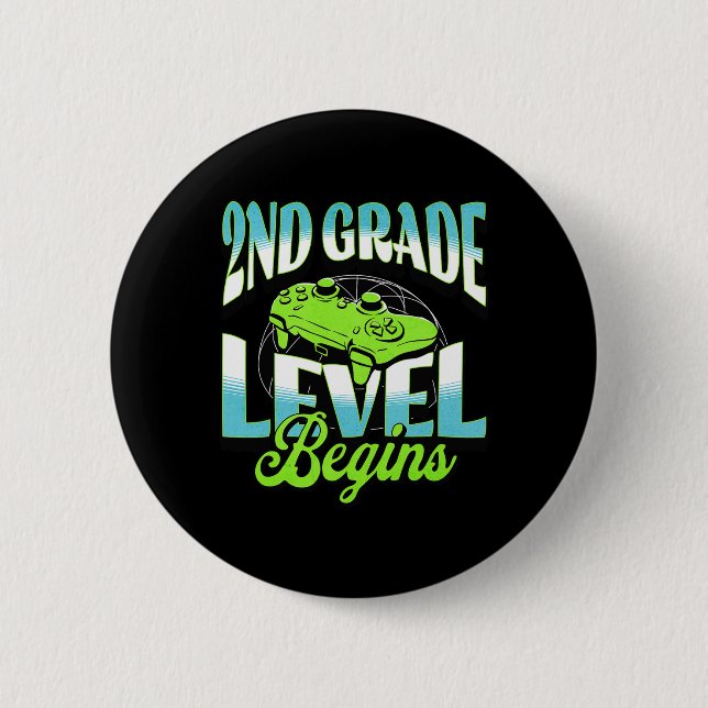 2nd Grade Level Unlocked Retro Gaming Adventure De Button (Front)