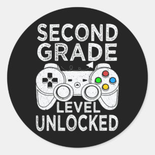 2nd Grade Level Unlocked Video Game Back To School Classic Round Sticker