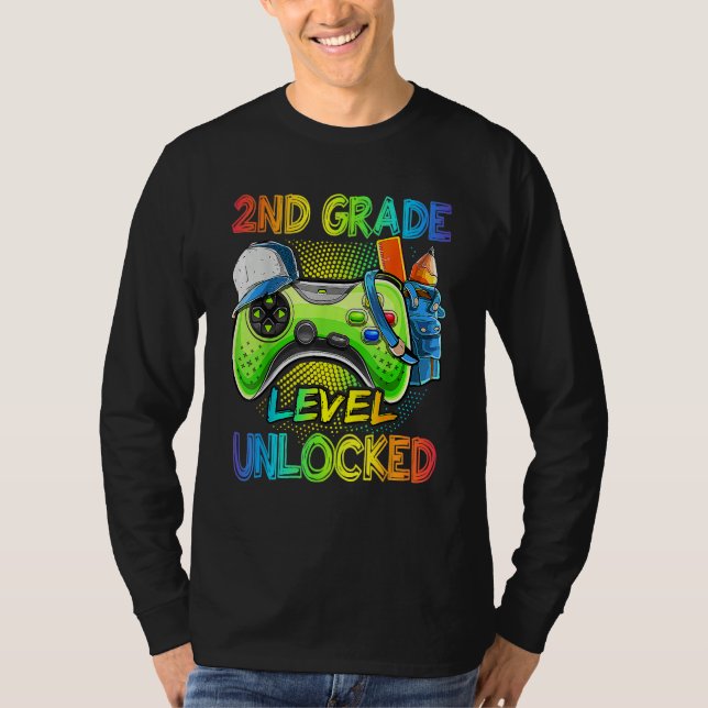 2nd Grade Level Unlocked Video Game Back To School T-Shirt (Front)