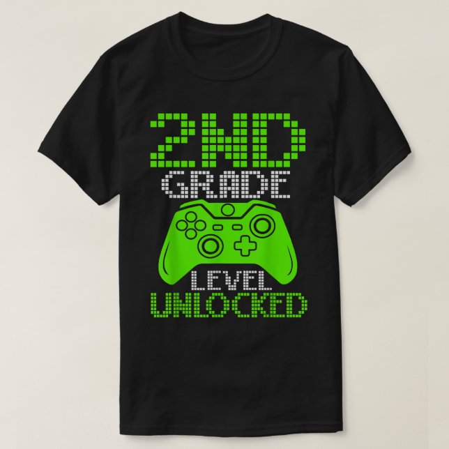 2nd Grade Level Unlocked Video Game Back to School T-Shirt (Design Front)