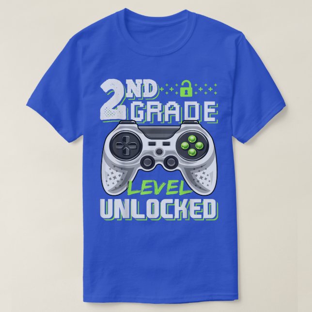2nd Grade Level Unlocked Video Game Back to School T-Shirt (Design Front)