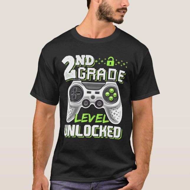 2Nd Grade Level Unlocked Video Game Back To School T-Shirt (Front)