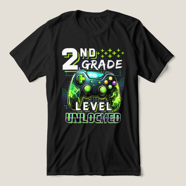 2nd Grade Level Unlocked Video Game Back To School Tri-Blend Shirt (Design Front)