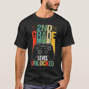 2nd Grade Level Unlocked Video Gamer Vintage Back  T-Shirt