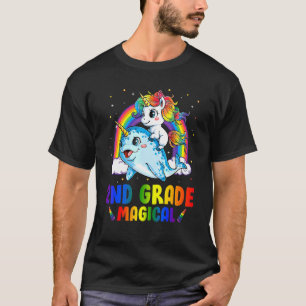 2nd Grade Magical Unicorn Riding Narwhal Back To S T-Shirt