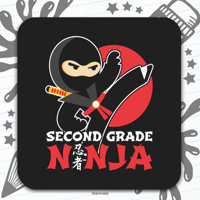 2nd Grade Ninja Kick First Day Back To School Square Sticker (Creator Uploaded)
