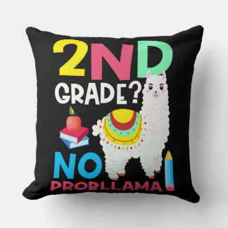 2nd Grade No Prob Llama Second Grade Teacher Humor Throw Pillow