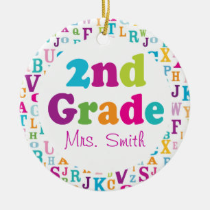 2nd Grade Personalized School Teacher Ornament