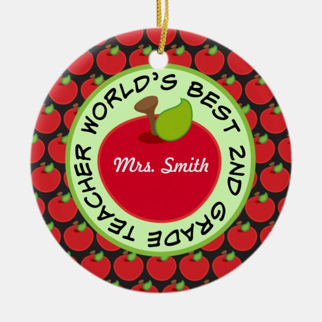 2nd Grade Personalized Teacher Gift Ornament (Front)