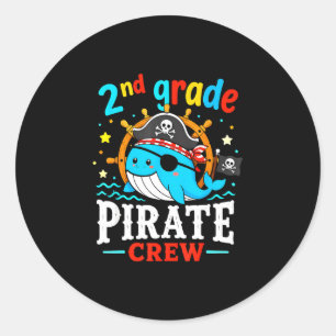 2nd grade pirate crew whale teacher student classic round sticker