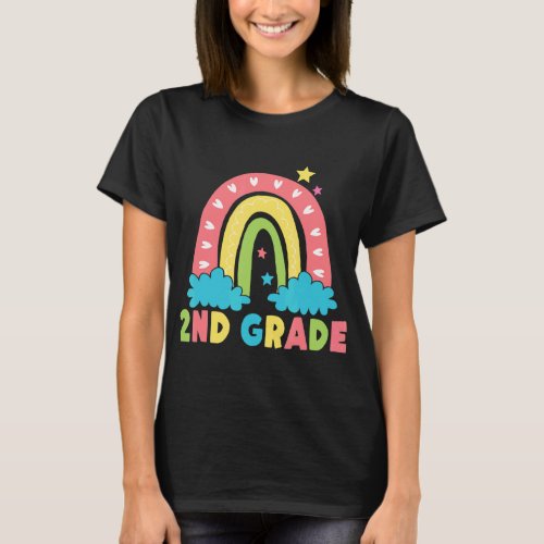 2nd Grade Rainbow Girl Boys Teacher Hello 2nd Grad T_Shirt