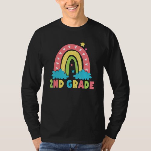 2nd Grade Rainbow Girl Boys Teacher Hello 2nd Grad T_Shirt