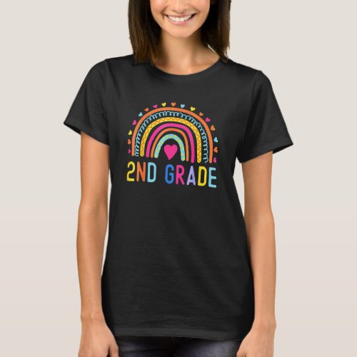 2nd Grade Rainbow Girl Boys Teacher Hello Second G T_Shirt