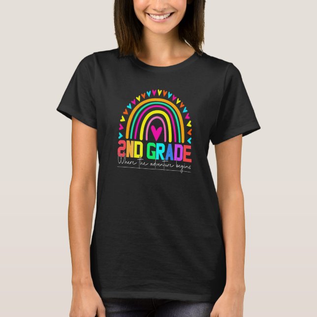 2nd grade rainbow leopard teacher team second grad T-Shirt (Front)
