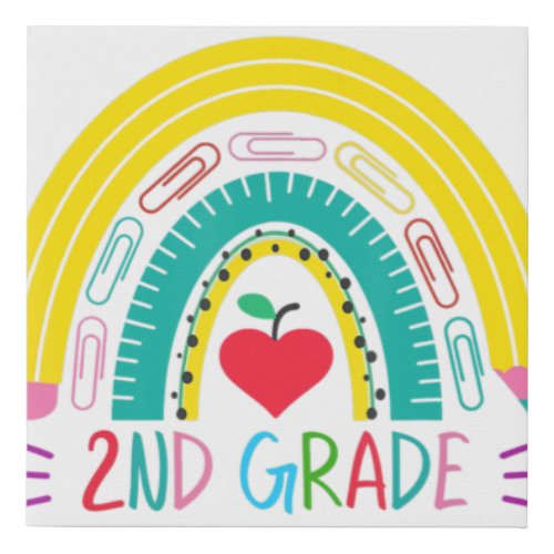 2nd Grade Rainbow Second Grade Squad Back To Schoo Faux Canvas Print