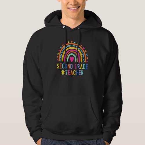 2nd Grade Rainbow Teacher Back To School First Day Hoodie