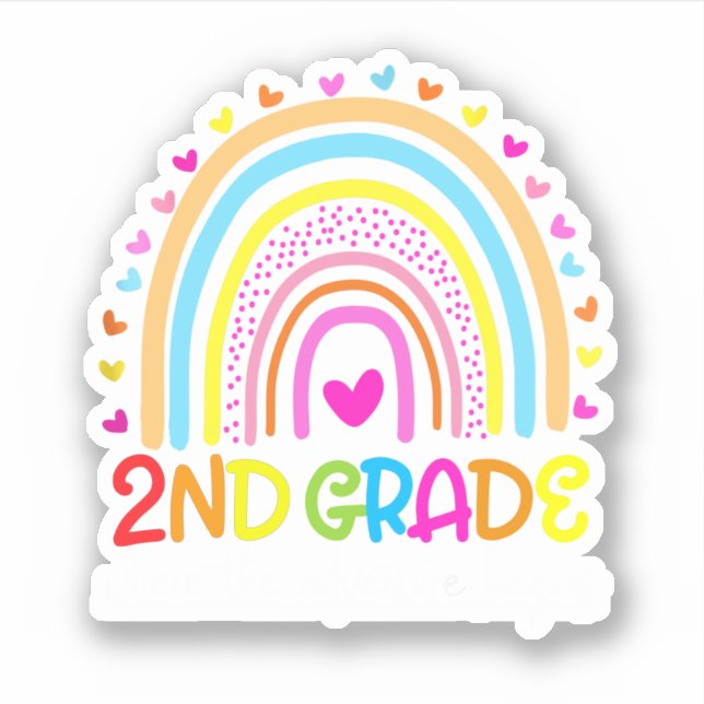 2Nd Grade Rainbow Where Adventure Begin Sticker (Front)