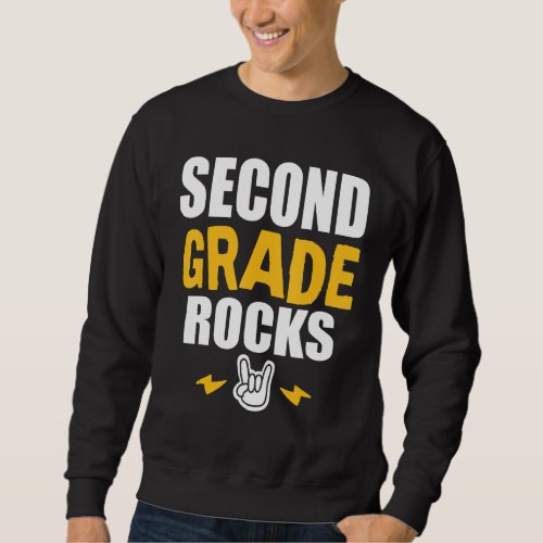 2nd Grade Rocks   Back To School Music Teacher Stu Sweatshirt