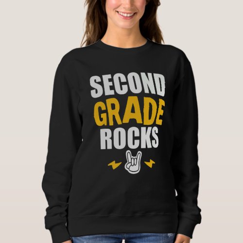 2nd Grade Rocks  Back To School Music Teacher Stud Sweatshirt