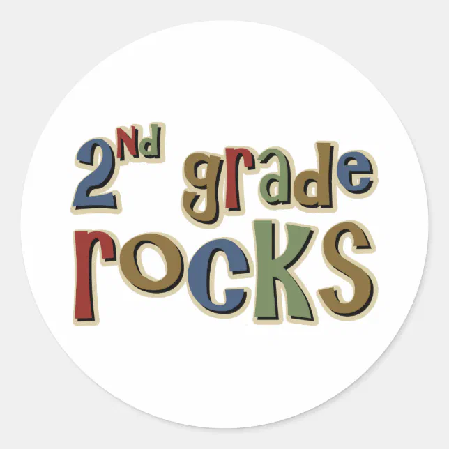 Second Grade Rocks Graphics 2nd Grade Rocks Second Classic Round Sticker | Zazzle