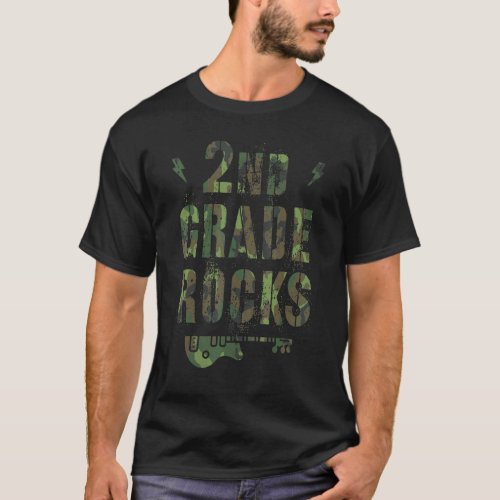 2nd Grade Rocks Teacher Camo Crew Second Grader Ro T_Shirt