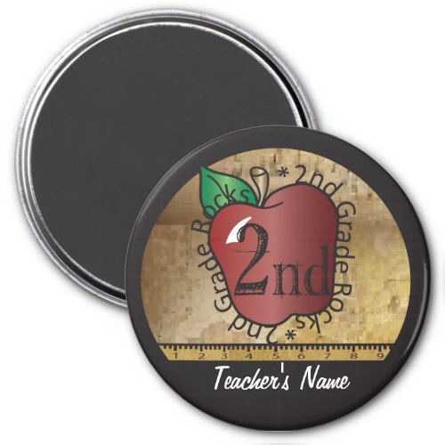 2nd Grade Rocks Vintage Style  Teacher Magnet