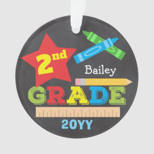 2nd Grade Second Grade Keepsake Chalkboard Bright Ornament