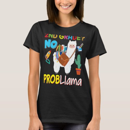 2nd Grade Second No Probllama Problem Llama Kid St T_Shirt