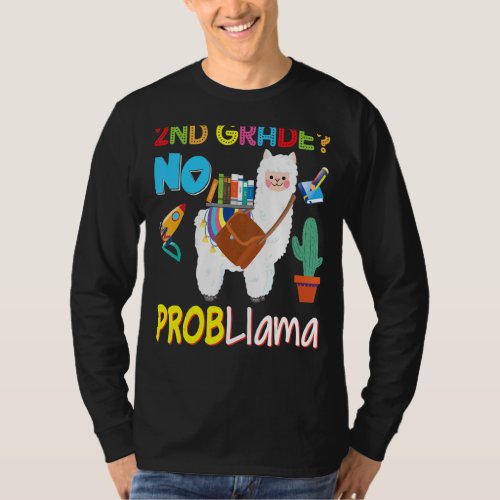 2nd Grade Second No Probllama Problem Llama Kid St T_Shirt