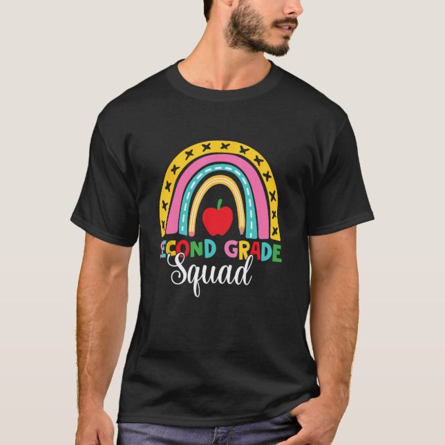 2nd Grade Squad Back To School Rainbow Teachers 1 T-Shirt (Front)