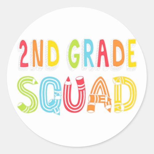 2nd Grade Squad Back To School Second Grade Team P Classic Round Sticker