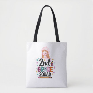 2nd Grade Squad Cute Girl Back to School Tote Bag 
