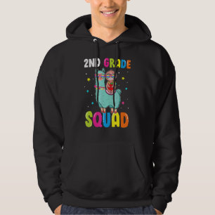 2nd Grade Squad Cute Llama Ridding Sloth Back To S Hoodie
