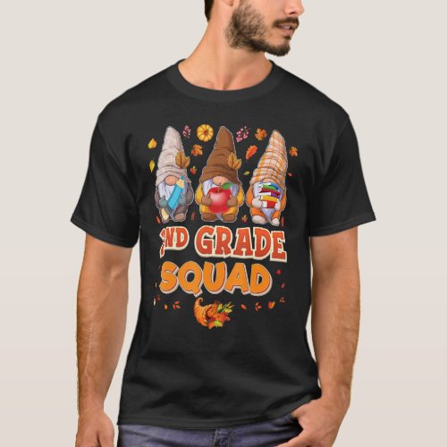 2nd Grade Squad Gnomes Thanksgiving Grateful Secon T_Shirt
