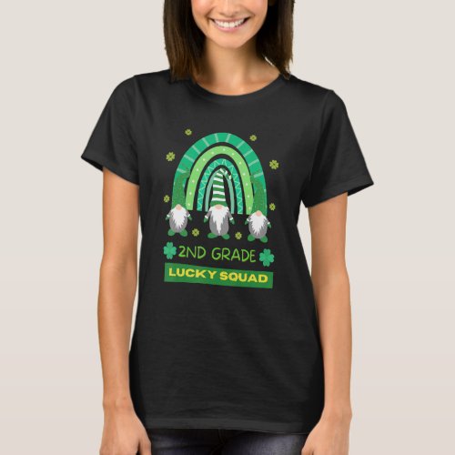 2nd Grade Squad Rainbow Gnome Happy St Patricks Da T_Shirt
