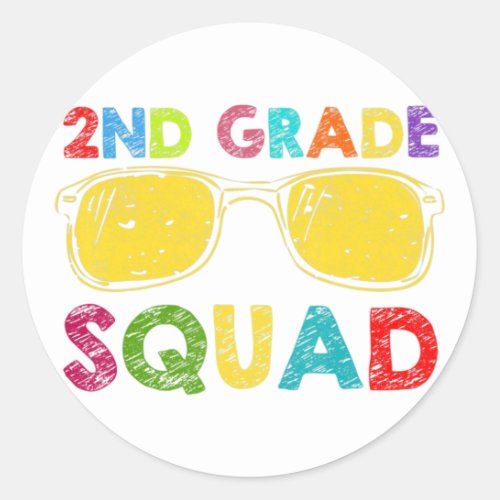 2nd Grade Squad Second Teacher Student Team Back T Classic Round Sticker