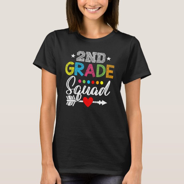 2nd Grade Squad Second Teacher Student Team Back T T-Shirt (Front)