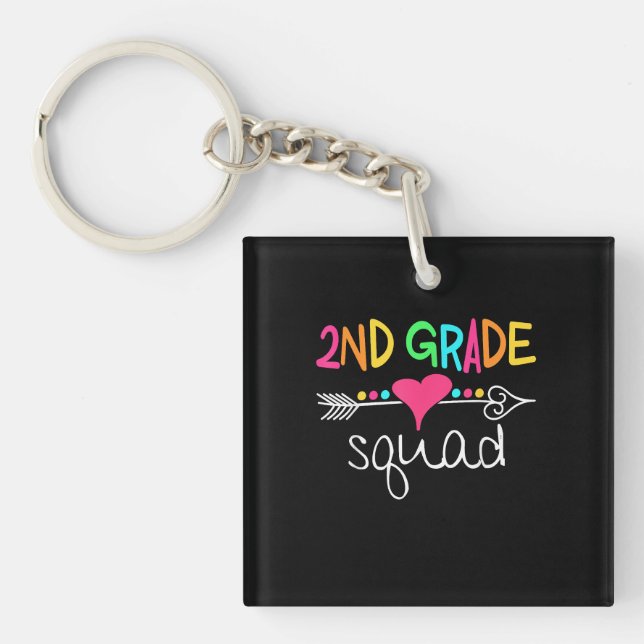 2nd Grade Squad Second Teacher Student Team Keychain (Front)