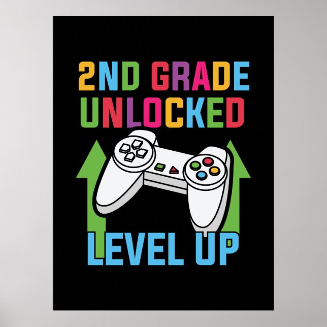 2nd Grade Teacher 2nd Grade Level Up Poster (Front)