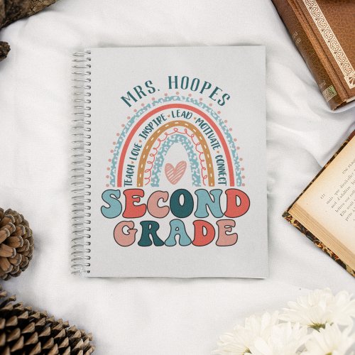 2nd Grade Teacher Gift Hardcover Rainbow Spiral Notebook