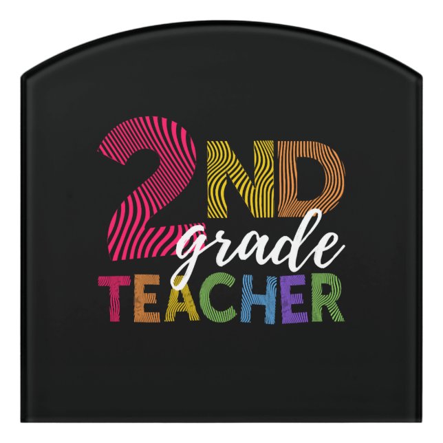 2nd Grade Teacher Light Second Grade Teachers Cute Door Sign (Contour Front)