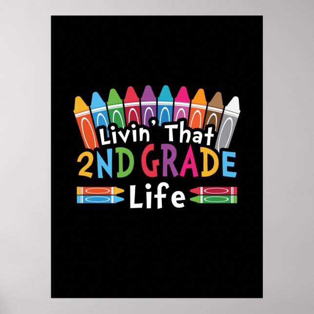 2nd Grade Teacher Living That 2nd Grade Life Poster (Front)