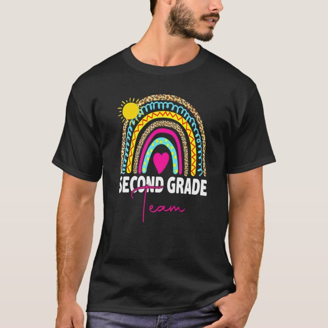 2nd Grade Teacher Rainbow Back To School Hello Sec T-Shirt (Front)