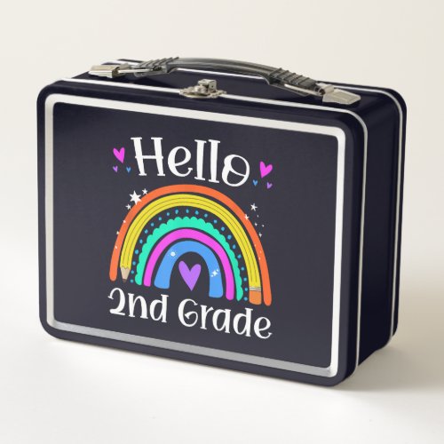 2nd Grade Teacher Rainbow Grade Back To School Metal Lunch Box