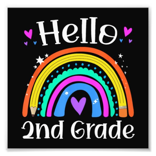 2nd Grade Teacher Rainbow Grade Back To School Photo Print