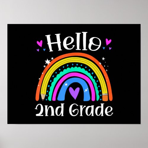 2nd Grade Teacher Rainbow Grade Back To School Poster