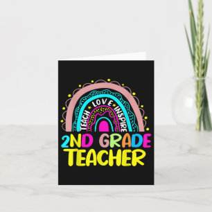 2nd Grade Teacher Shirt Men Women Rainbow Teach Lo Card